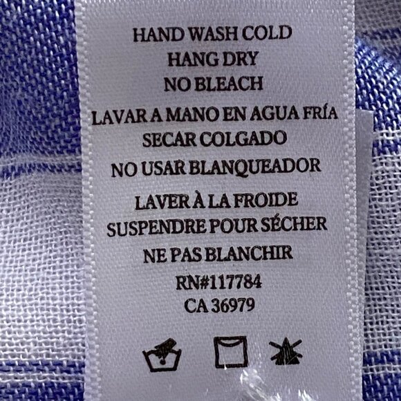 Rails Thea Sz L Blouse Button Up Tie Front Blue/White Striped Elbow Sleeve - Picture 10 of 10